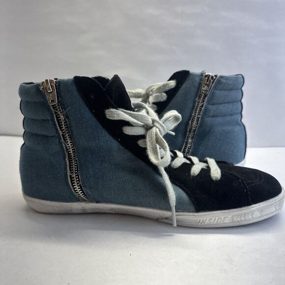 Golden Goose NWB Suede/leather Slide hightop Classic sneakers black/blue size 42 - Picture 8 of 16